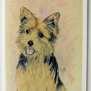 Norwich Terrier zittende en lachende hond kunst notitiekaarten door Cori Solomon