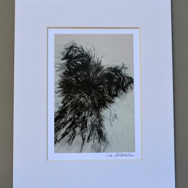 Black Affenpinscher Dog Art Print Signed and Matted By Cori Solomon