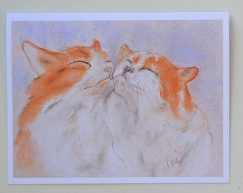 Orange and White Cats Two Cats Cat Art Note Cards By Cori Solomon