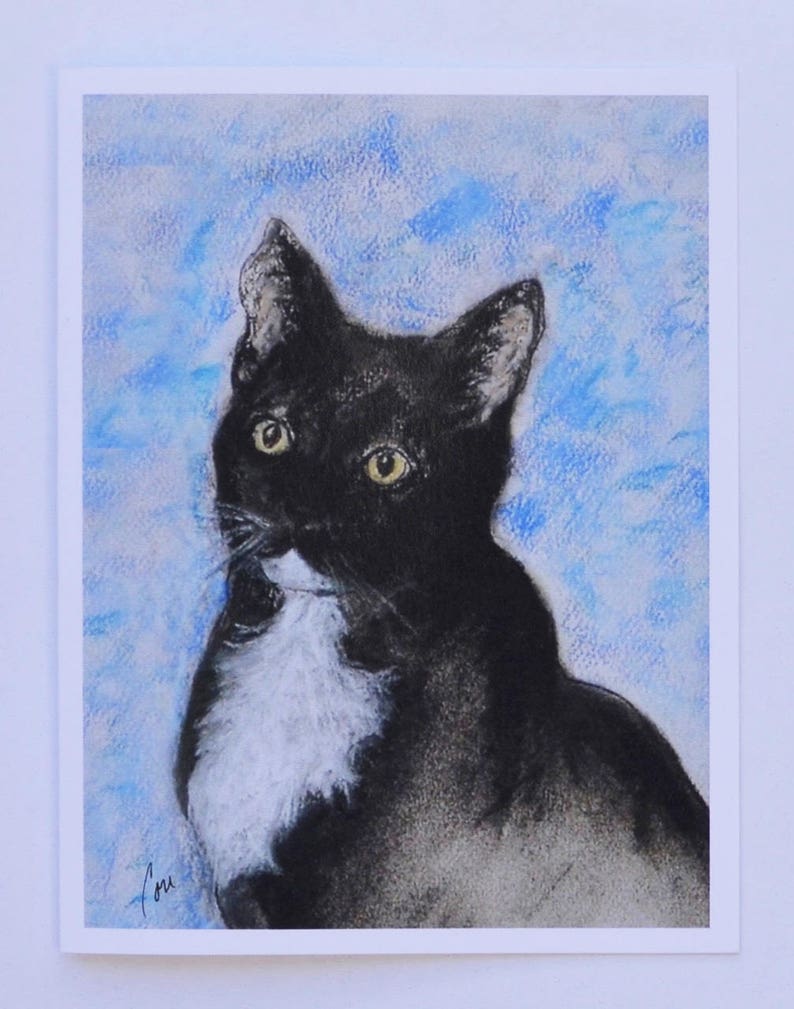Black Tuxedo Cat Black Tabby Cat Art Note Cards © Cori Solomon
