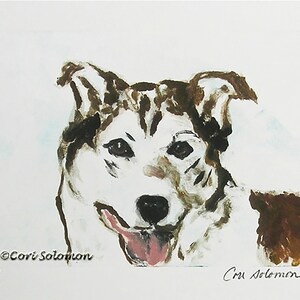 Mixed Breed Dog Art Matted Monotype Hand Pulled Print By Cori Solomon