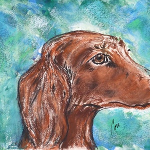 Dachshund Dog Art Hand Pulled Print  Doxie Monotype By Cori Solomon