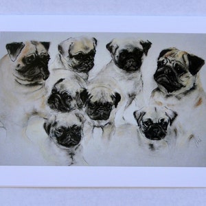Mops Familie Kunst Grußkarten von Cori Solomon