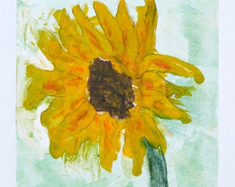 Sunflower Art Flower Monotype By Cori Solomon