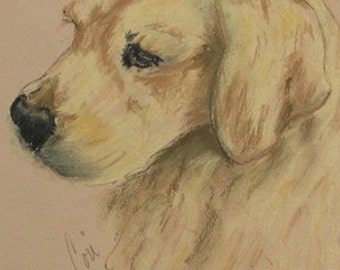 Golden Retriever Dog Art Print Signed and Matted By Cori Solomon