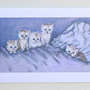 Cartes de correspondance d'art de chat Five Kitties par Cori Solomon