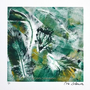 Abstract Feather Art Monotype Hand Pulled Print By Cori Solomon