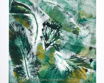 Abstract Feather Art Monotype Hand Pulled Print By Cori Solomon