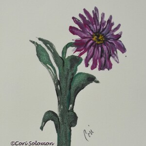 Original Monotype Hand Pulled Print of a purple Flower Daisy Flower © Cori Solomon