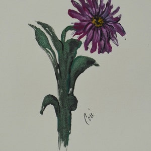 Original Monotype Hand Pulled Print of a purple Flower Daisy Flower © Cori Solomon