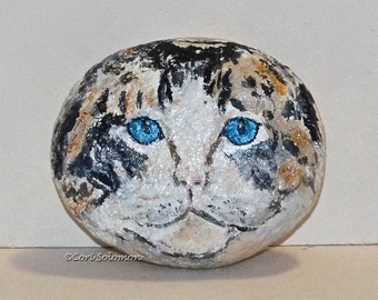 Cat Acrylic Rock Art Stone Art by Cori Solomon On Sale