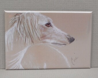 Cream Saluki Dog Art Magnet By Cori Solomon