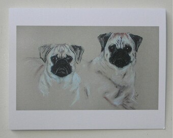 Two Fawn Pugs Dog Art Note Cards By Cori Solomon