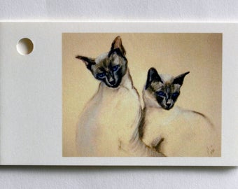 Two Siamese Cats Cat Art Gift Tags By Cori Solomon