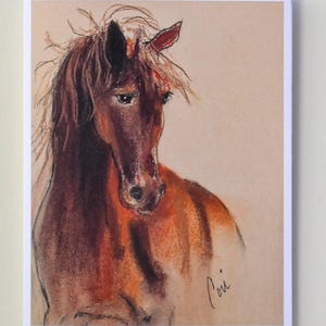 Biglietti d'auguri con l'arte del cavallo castagno di Cori Solomon