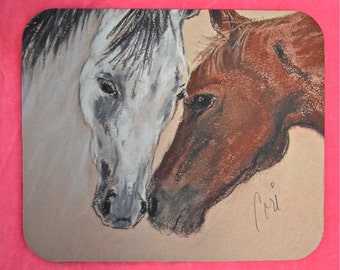 Bay and Roan Horse Art Mouse Pad Two Horses by Cori Solomon