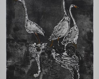 Reflections Bird Art Monotype By Cori Solomon