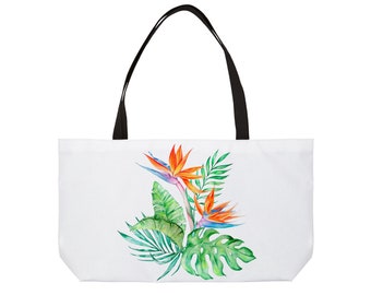 BIRDS in PARADISE Weekender Tote Bag - Fin de semana largo / Viajes de lujo y hogar / Accesorio de playa / Tropical Floral / Colección Aloha Hawaii