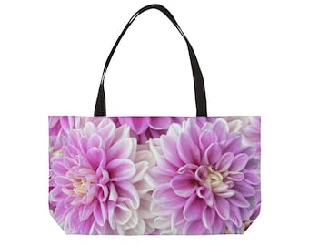 COTTON CANDY Dream Dahlia Weekender-Tasche – Luxusreisen | Tropische Blumen | Strandtasche | Design der Festivalsaison | Feminine Reiseausrüstung
