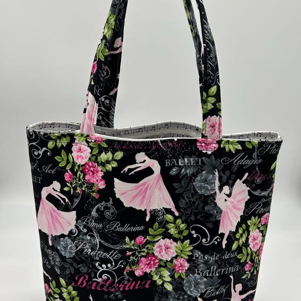 Ballet Dancers Cotton Fabric Shoulder Tote Bag