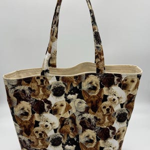 Puppies, dogs cotton fabric handmade tote bag
