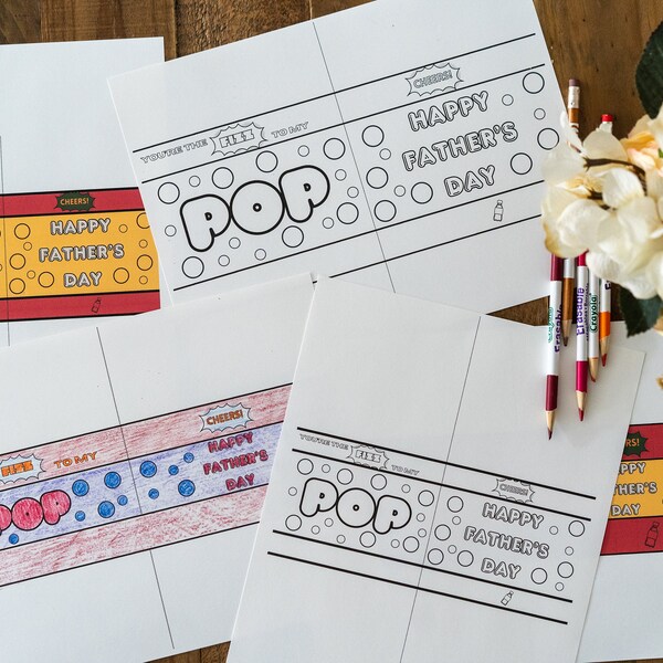 Pop Fizz Father's Day Present activity for kids to color and gift.