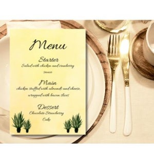 Modèle de menu de mariage moderne, menu monogramme de mariage, menu logo mariage, carte de menu de mariage minimaliste, menu vintage