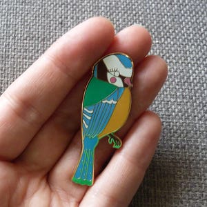 Enamel Blue Tit Brooch image 1