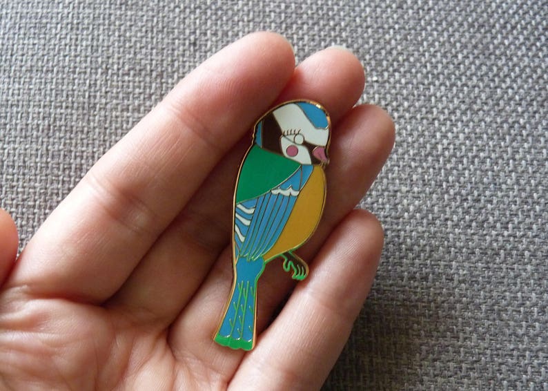 Enamel Blue Tit Brooch image 1