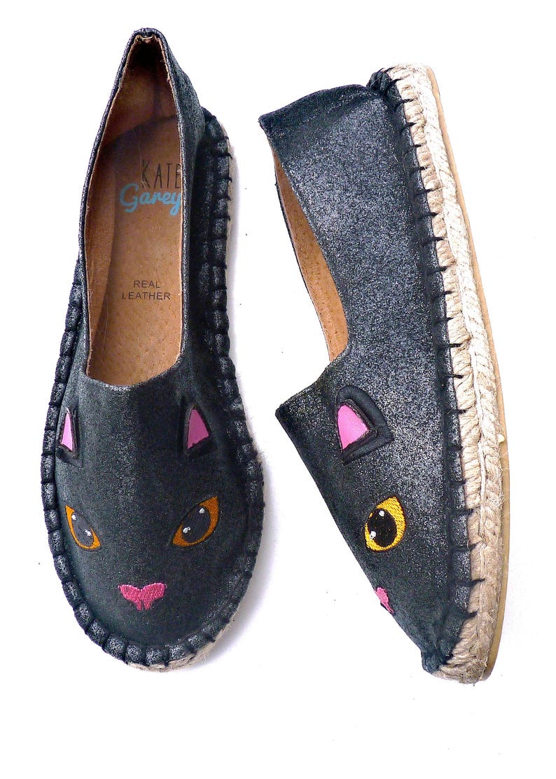 Black Cat Glitter Espadrilles