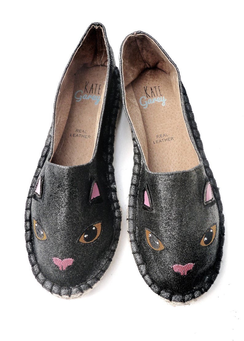 Black Cat Glitter Espadrilles