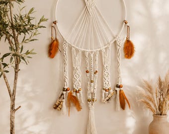 Extra Large Macrame Dreamcatcher, Teepee Style, Hanging Wall Art Decor