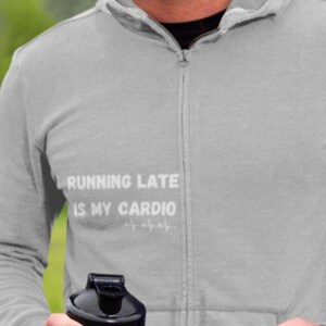 Läuft spät ist mein Cardio, witzig, Reißverschluss, Kapuzen-Sweatshirt, Unisex