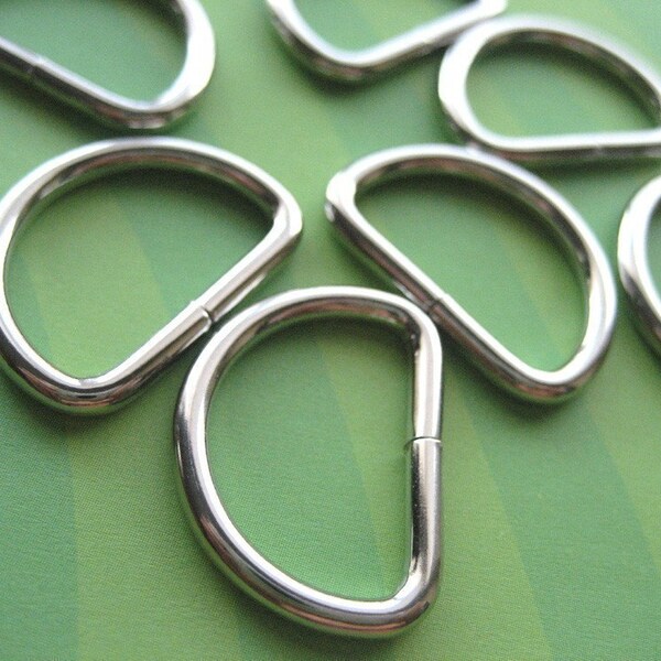 FREE SHIPPING--40 of 3/4 inch Unwelded Silver/Nickel D-Rings