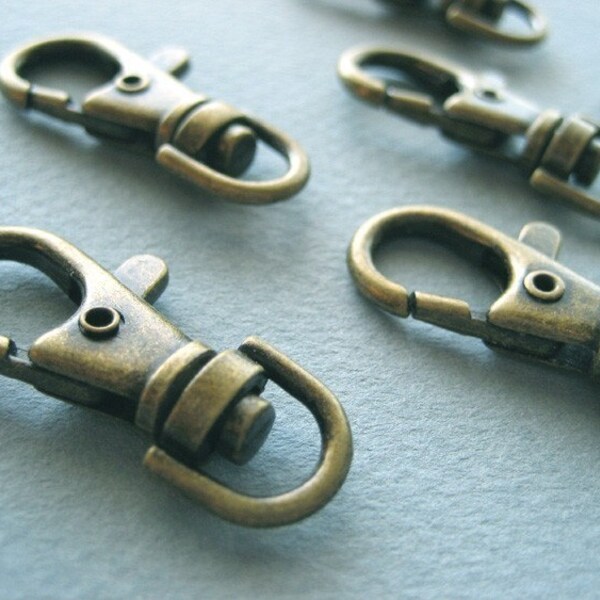 FREE SHIPPING--40 of 1.5 inch Anti Brass Swivel Clasps Lobster Claw Hooks