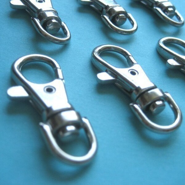 FREE SHIPPING--20 of 1.5 inch Silver\/Nickel Swivel Clasps Lobster Claw Hooks