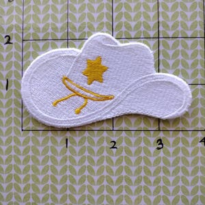 Cowboy Hat  White  Embroidered  Patch