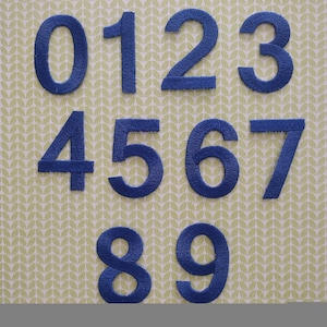 2" Embroidered Number Blue Patches