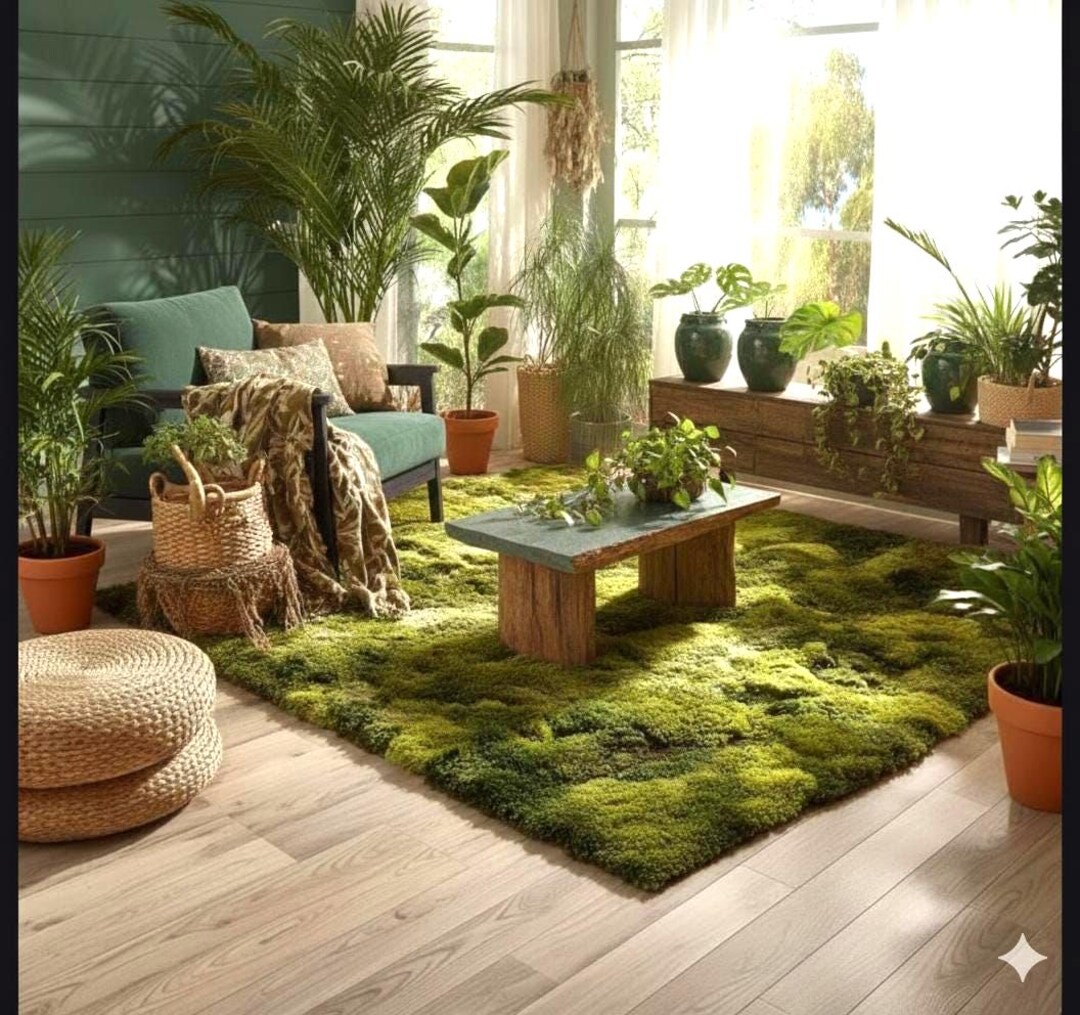 Hand Tufted Wool Moss Rug – Forest Green Biophilic Design Area Rug - Etsy