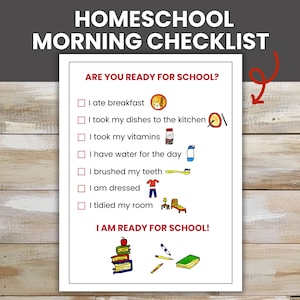 Homeschool Morning Routine Checklist: Kids Before School Tasks (PDF)