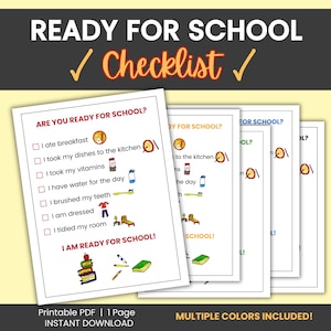 Kids Morning Routine Chart, Get Ready for School Checklist, Homeschool Morning Routine Checklist, Routine Chart for Kids, Daily Schedule