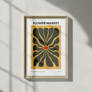 Retro Flower Market Print: Abstract Botanical Boho Art