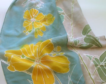 Serti Painted Silk Scarf with Two-leaved Senna