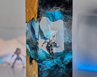 Handmade Sephiroth resin lamp, final fantasy vii gift, dark angel led night light, anime decor for gamer boyfriend, ff7 night light