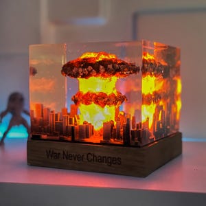 Handmade Atomic Bomb Resin Lamp: Fallout Gamer Decor