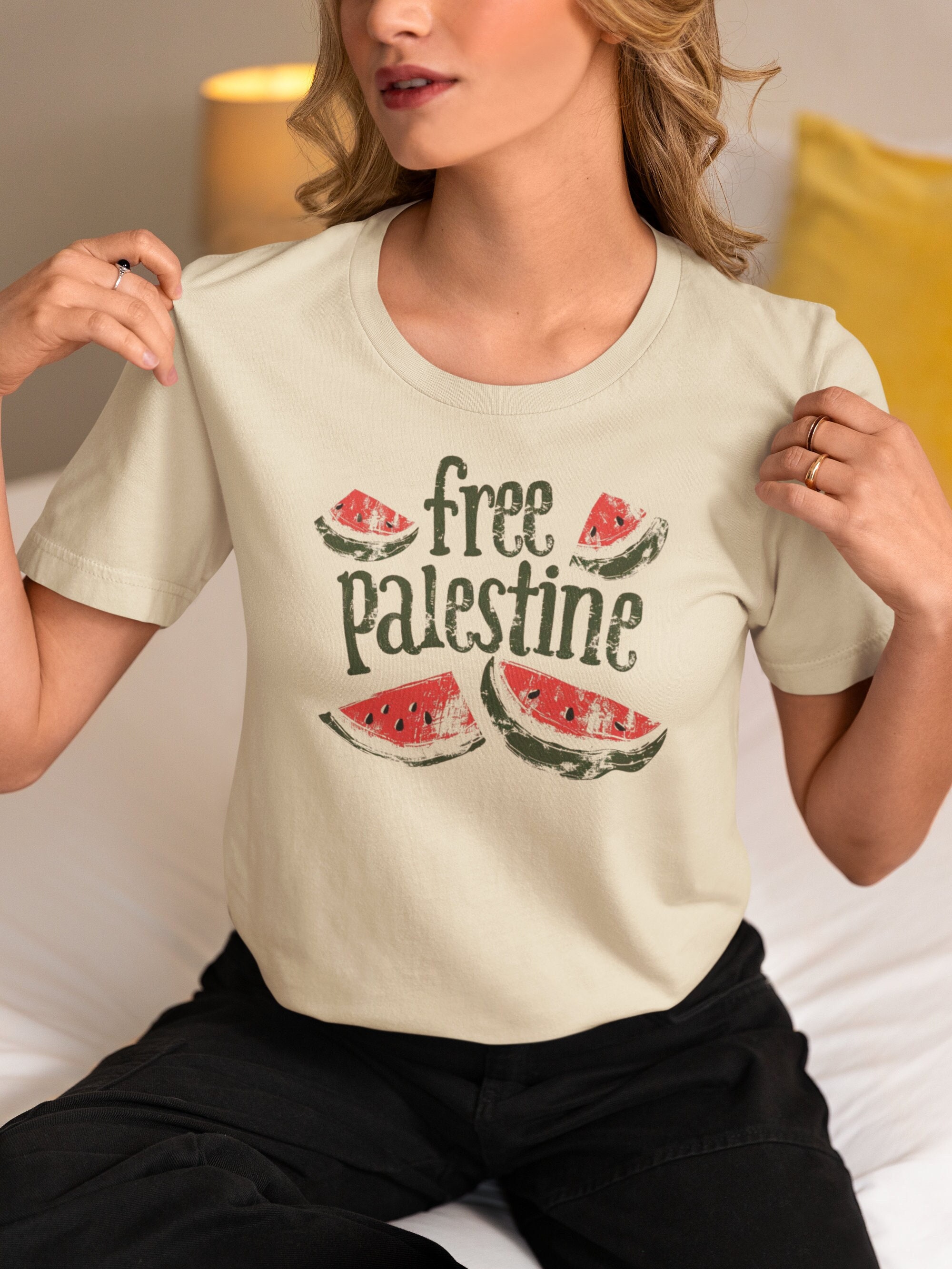 Palestine Flag Free Gaza Men's T-shirt Back Print - DE