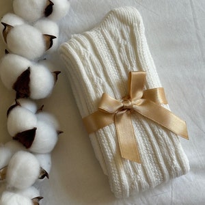 Organic Cotton High Socks Cable Knit Knee-High Soft Socks