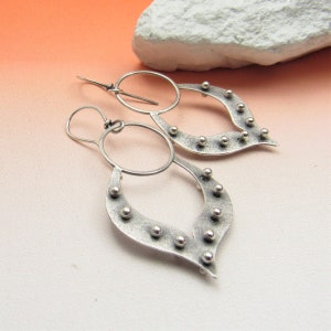Sterling Silver Lotus Earrings, Exotic Petal Earrings, Modern Handcrafted Silver Jewelry image 5