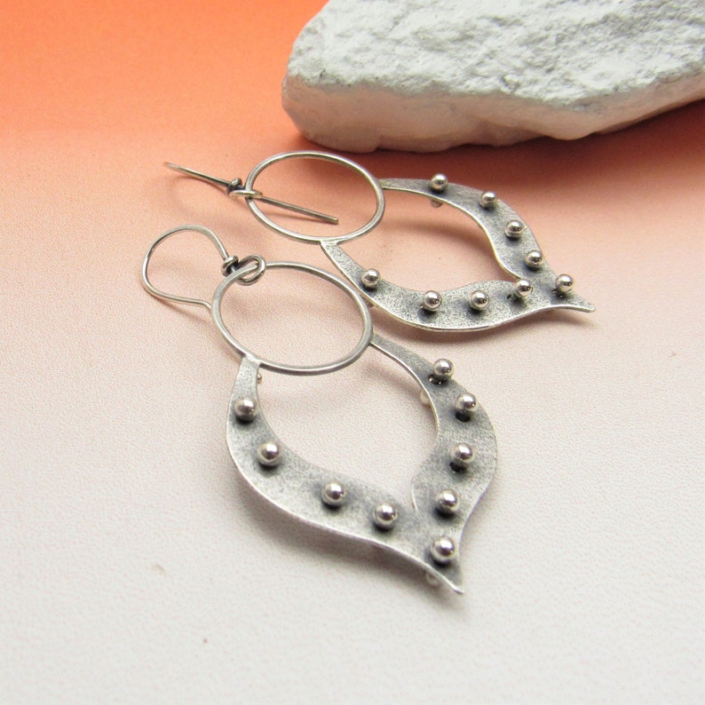 Sterling Silver Lotus Earrings, Exotic Petal Earrings, Modern Handcrafted Silver Jewelry image 5