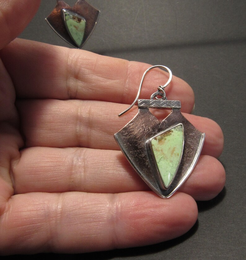 Mixed Metal Lemon Chrysoprase Earrings, Copper And Sterling Silver One Of A Kind Earrings image 4
